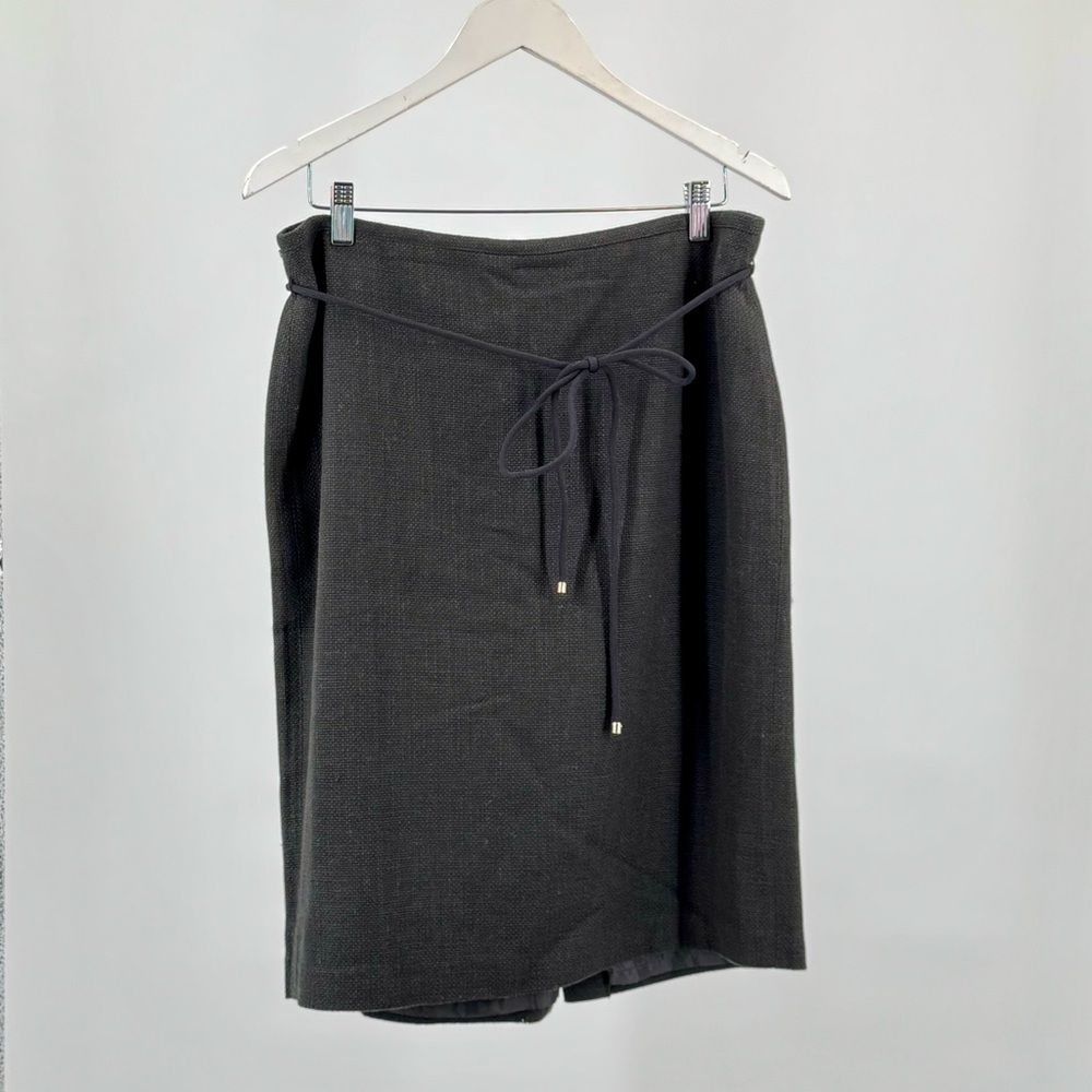 Talbots NWT Black Tweed Waist Tie Pencil Skirt Size 12